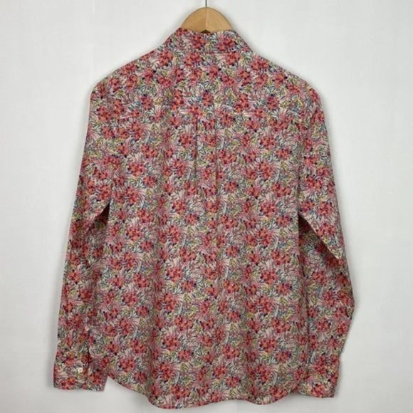 J.Crew x Liberty 6 Popover Shirt Swirling Petals Pink Red Blue Yellow - Picture 14 of 14